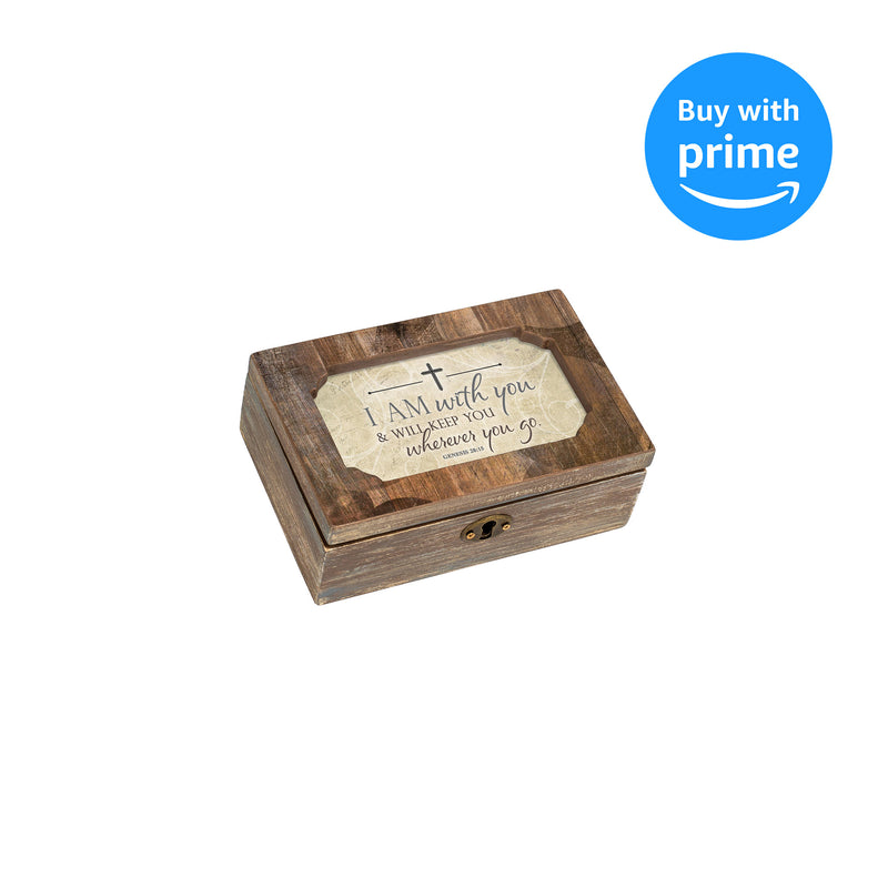 Cottage Garden with You Wherever Deco Woodgrain Jewelry Music Box Plays How Great Thou Art