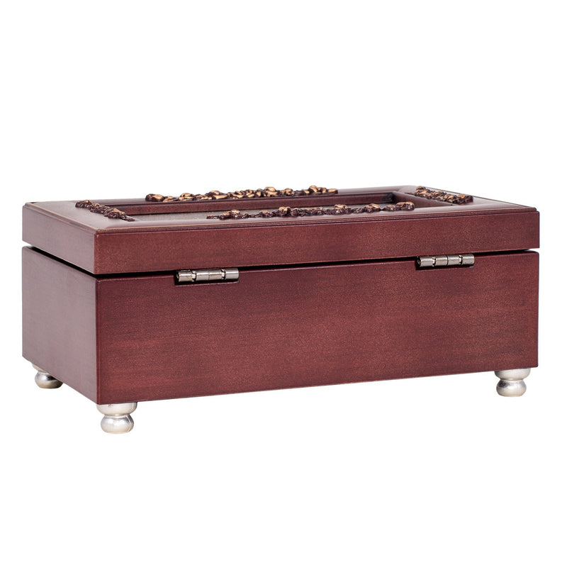 Cottage Garden Serenity Prayer Ocean Waves Rosewood Finish Jewelry Music Box Plays Canon in D