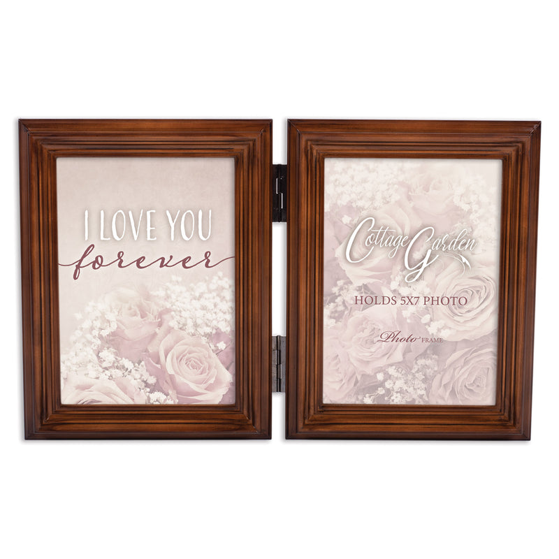 I Love You   Wood Hinged Double Tabletop Photo Frame- Holds two 5x7 Photos