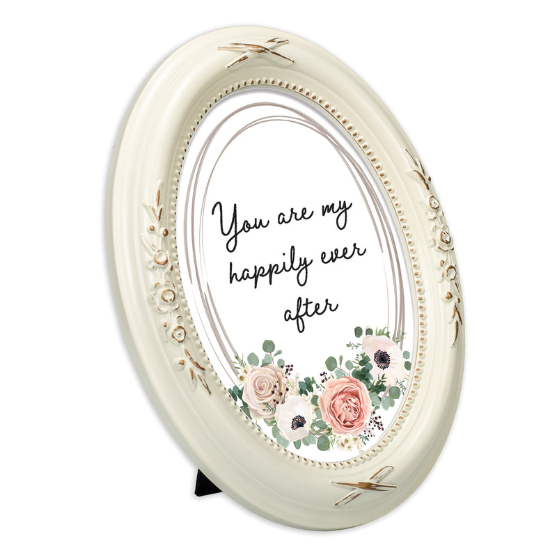 Happily Ever After Ivory 5 x 7 Oval Photo Frame