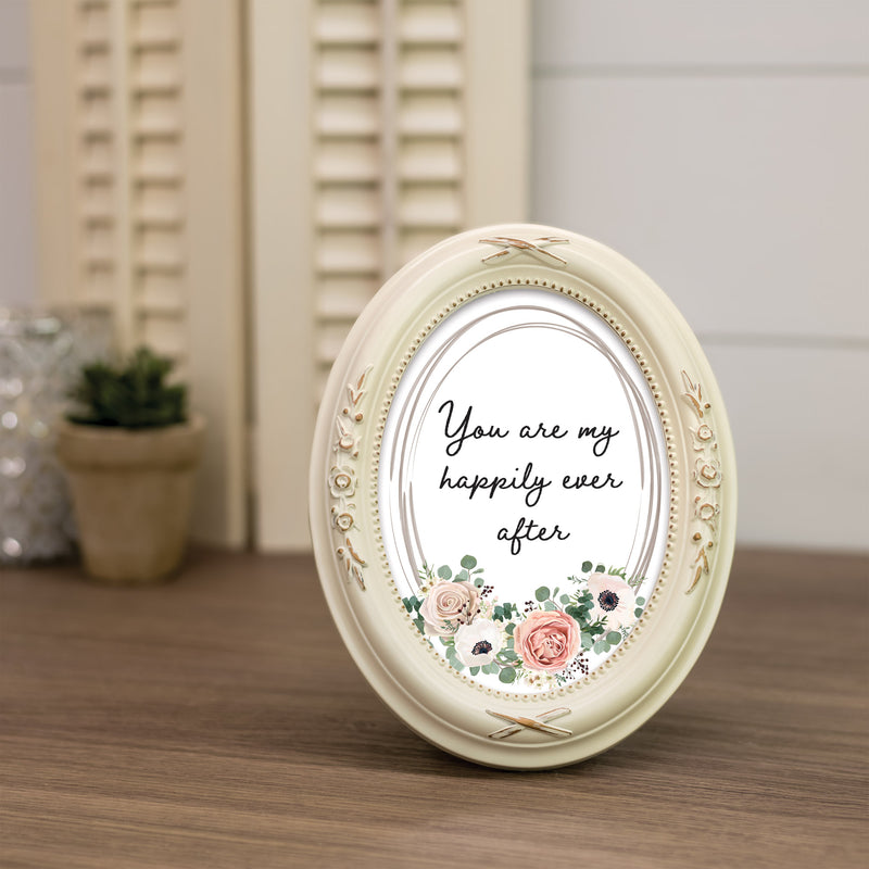 Happily Ever After Ivory 5 x 7 Oval Photo Frame