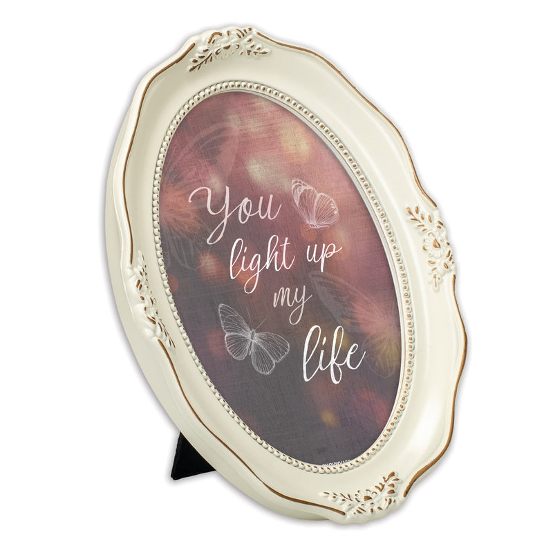 You Light Up My Life Ivory 5 x 7 Oval Wall And Tabletop Photo Frame