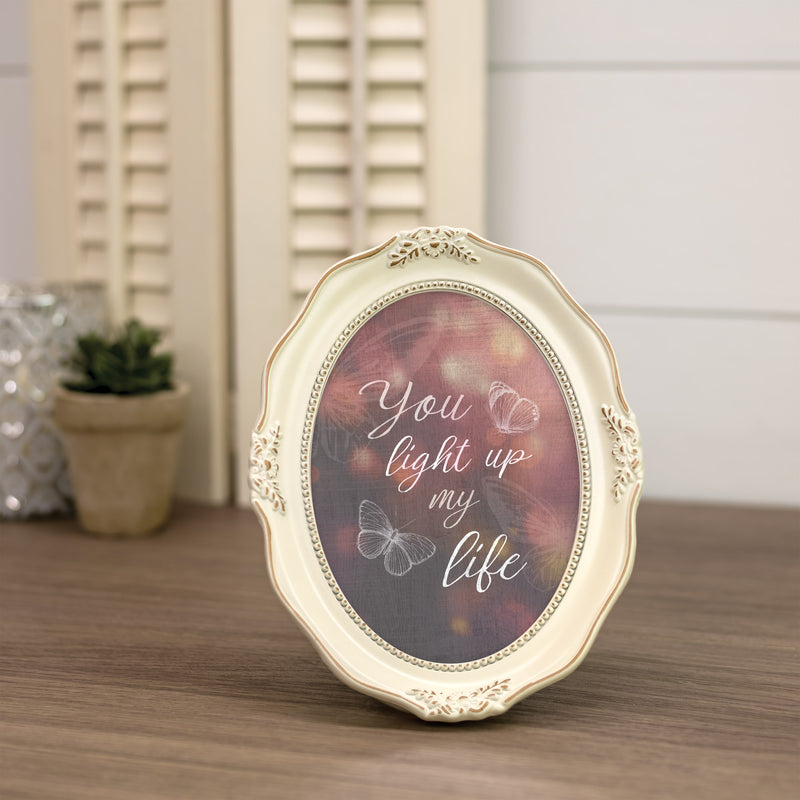 You Light Up My Life Ivory 5 x 7 Oval Wall And Tabletop Photo Frame